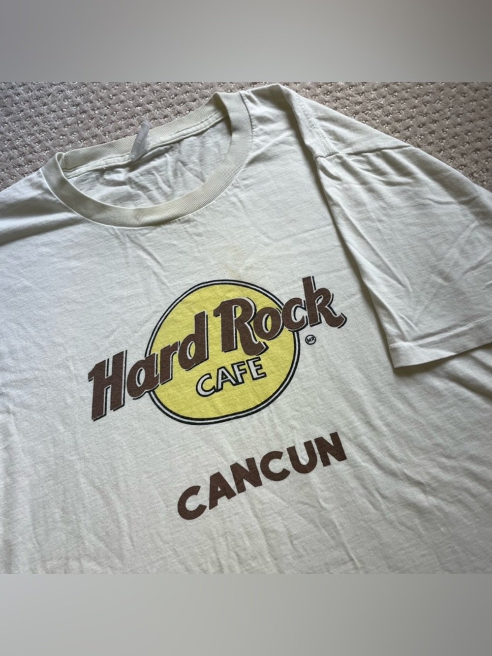 Vintage 90s Hard Rock Cafe Cancun Single Stitch White Tee Size XL t-shirt
